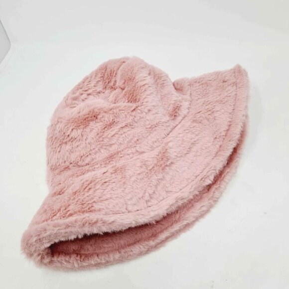 Soft Mauve Pink Faux Fur Bucket Hat Luxurious Warm NWT - Picture 4 of 4